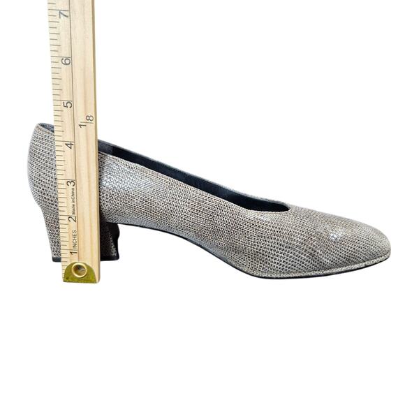 Stuart Weitzman Houndstooth Leather Slip Grey Square Italy Chunky Heel VTG Sz 10 - Picture 12 of 12